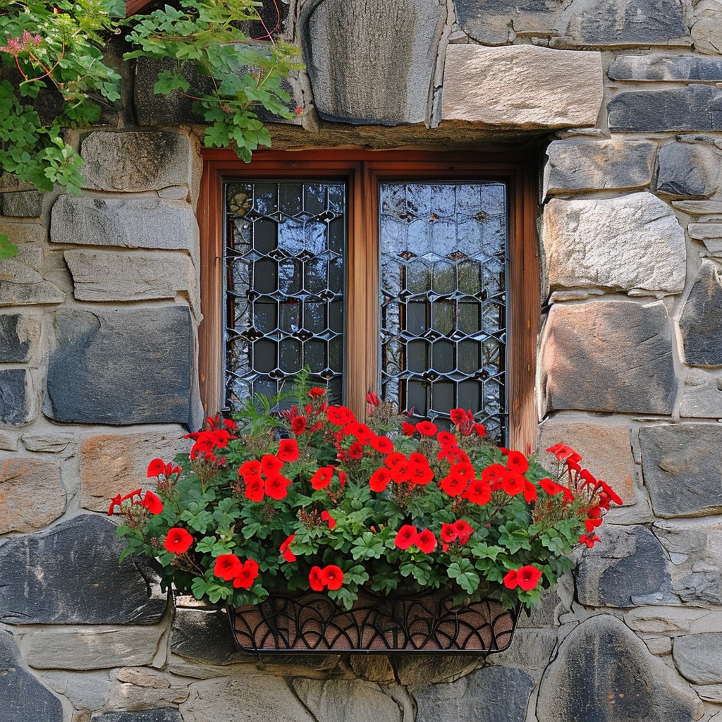 Free Charming Window Blooms Image - Window, Stone, Flowers | Download ...