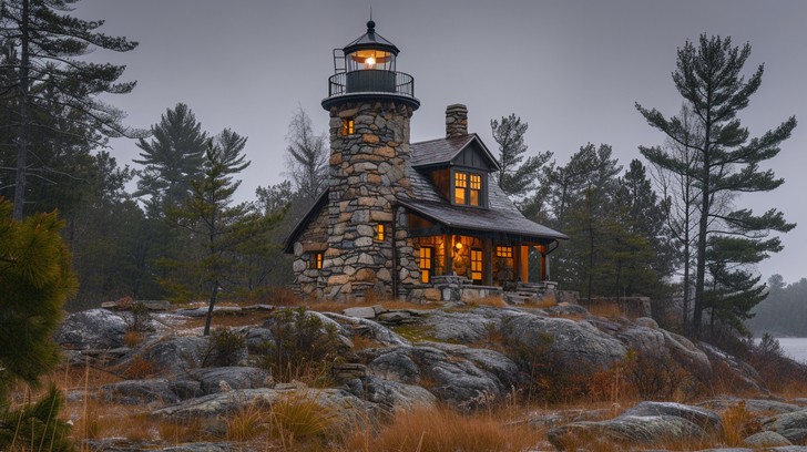 Whitestone Lighthouse Free Illuminated Stone Lighthouse Image - Lighthouse, Twilight, Stone ...