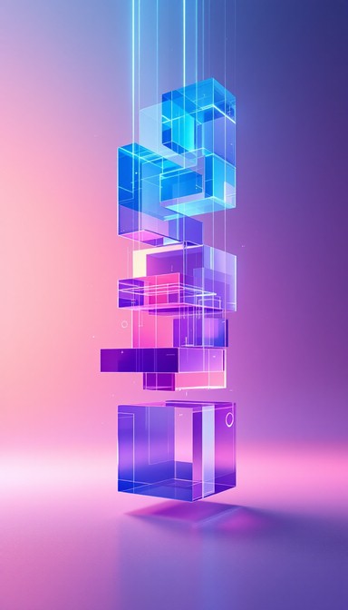 Floating Blocks Gradient Free Floating Crystal Interface Image - Geometric, Translucent ...