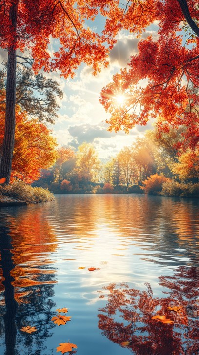 Free Autumn lakeside serenity Image - Autumn, Lake, Leaves | Download ...
