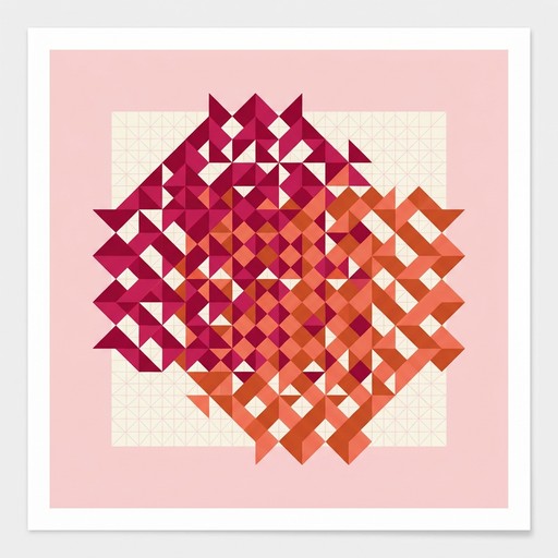 Vector Pattern Red Corel Crimson and coral triangles lock together in a sharp geometric ...
