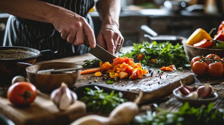 Free Rustic Cooking Scene Image - Cooking, Kitchen, Vegetables ...