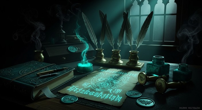 Haunted Writing Background Design Free Haunted Writing Desk Photo - Gothic, Victorian, Teal | Download at ...