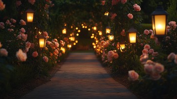 Free Enchanted Rose Pathway Image - Roses, Pathway, Lanterns | Download ...