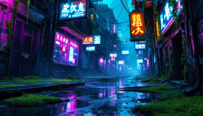 Free Neon Alley Dreams Image - Cyberpunk, Neon, Dystopian | Download at ...