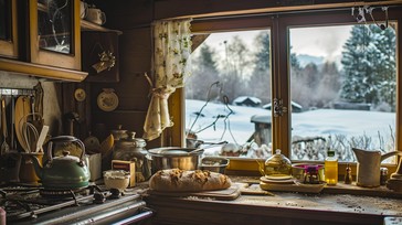 Kitchen Snow Background Free Cozy Winter Scene Image - Winter, Kitchen, Snow | Download at ...
