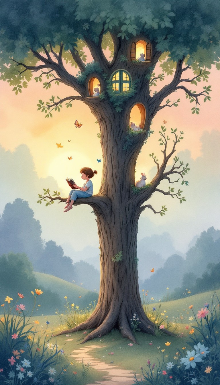 Tree House Reading Free Treehouse Reading Adventure Photo - Illustration, Watercolor ...
