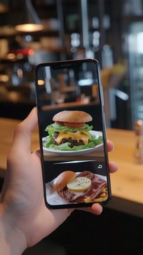 Free Virtual Burger Display Image - Smartphone, Burger, Fries ...