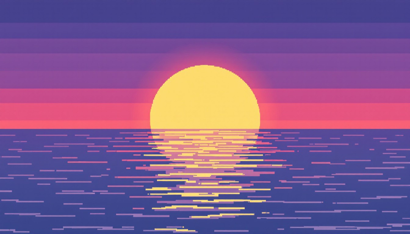 Free Pixelated Ocean Sunset Image - Sunset, Pixel, Ocean | Download at ...