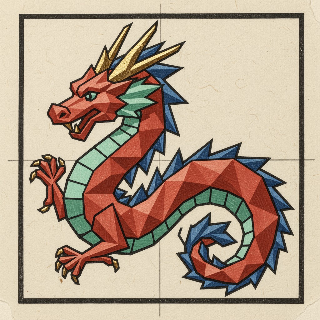 Free Geometric Dragon Print Image - Dragon, Geometric, Traditional ...