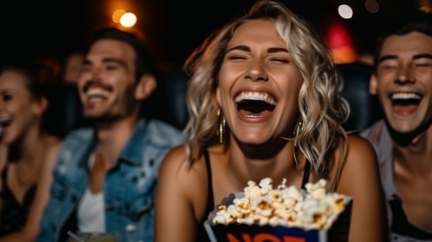 Happy Viewing Free Joyful Movie Experience Image - Laughter, Cinema, Friends ...