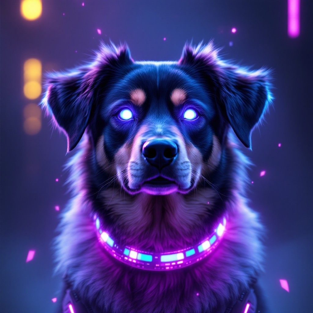 Neon Ride Dog Free Neon Dog Guardian Image - Cyberpunk, Neon, Dog | Download at StockCake