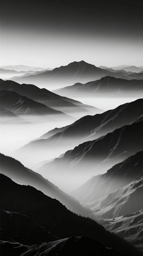 Free Misty mountain layers Image - Mountains, Monochrome, Landscape ...