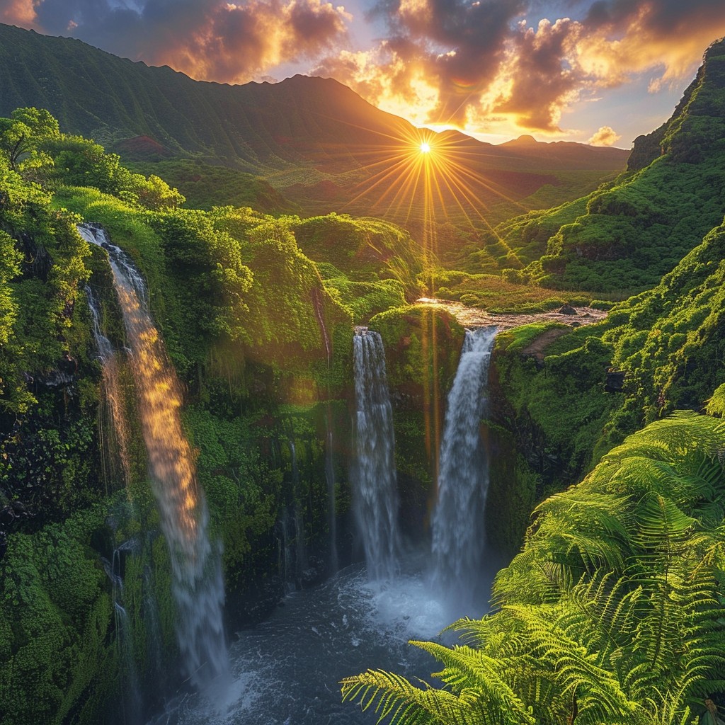 Free Sunrise Waterfall Splendor Image - Sunrise, Waterfall, Nature ...