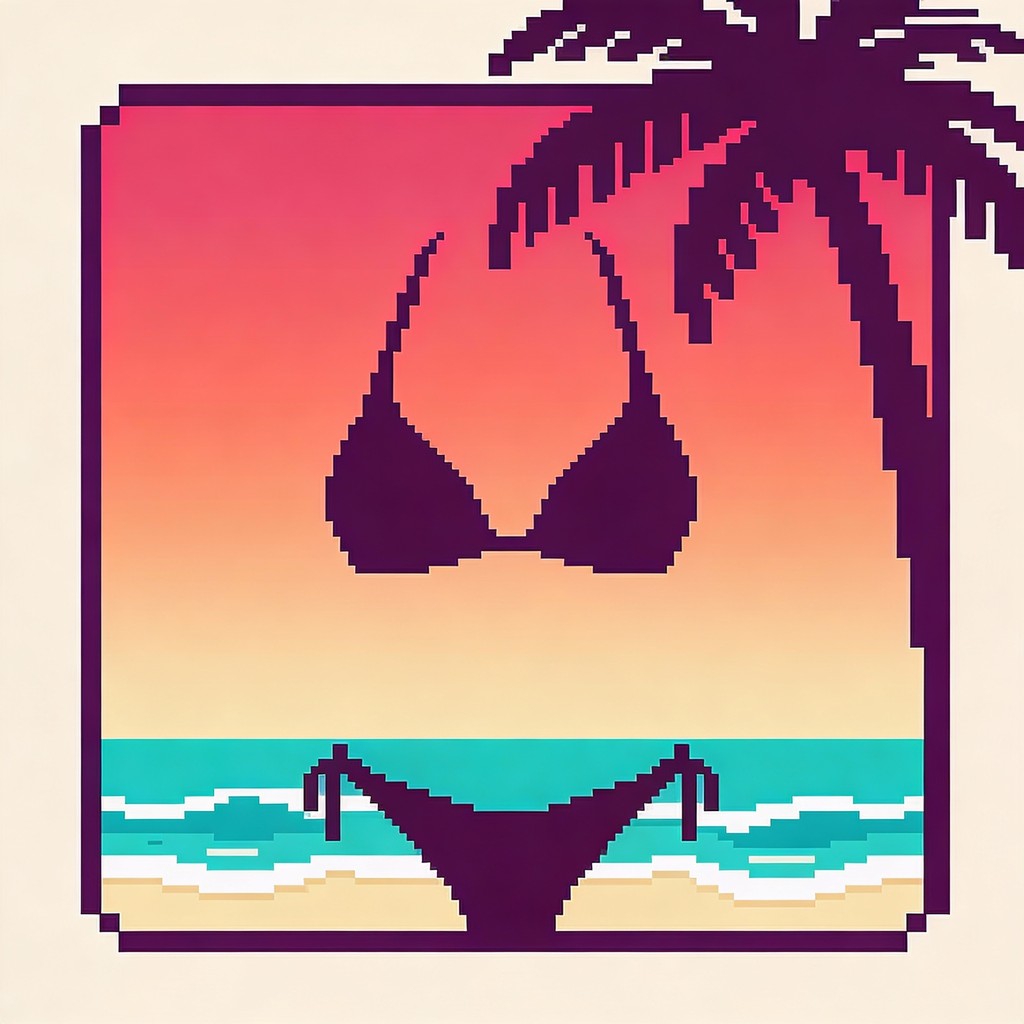 Free Retro Beach Paradise Image - Sunset, Beach, Pixel | Download at ...