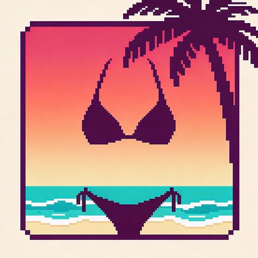 Free Retro Beach Paradise Image - Sunset, Beach, Pixel | Download at ...