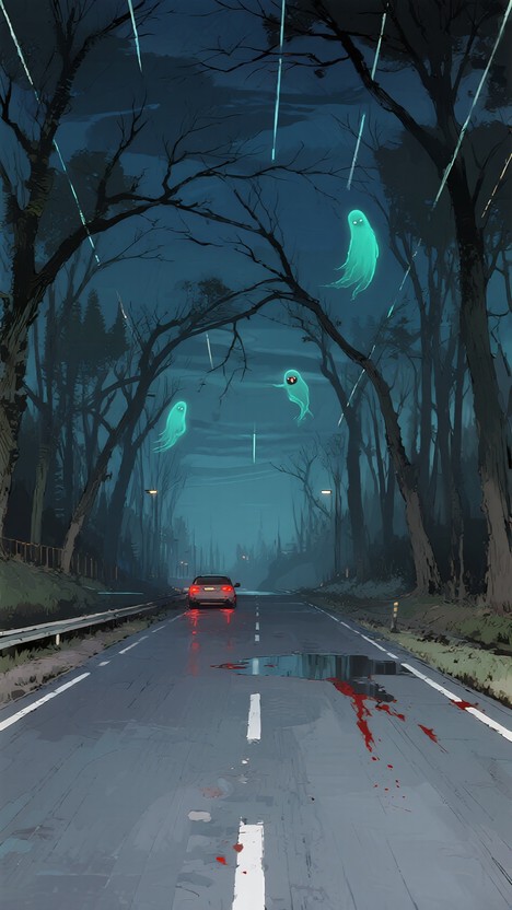 Hunted Road Free Ghostly Night Drive Image - Haunted, Highway, Ghosts | Download at ...