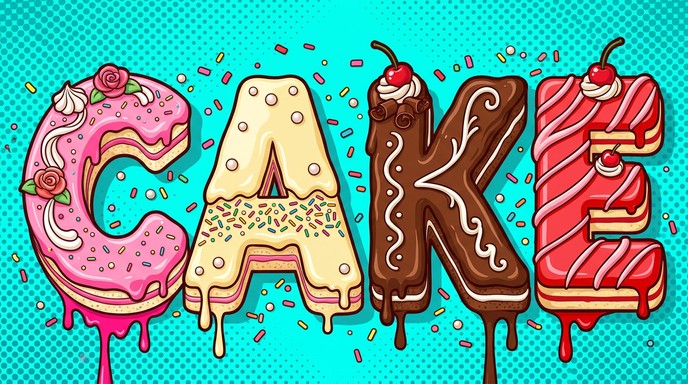Free Sweet Cake Typography Image - Typography, Cake, Illustration ...