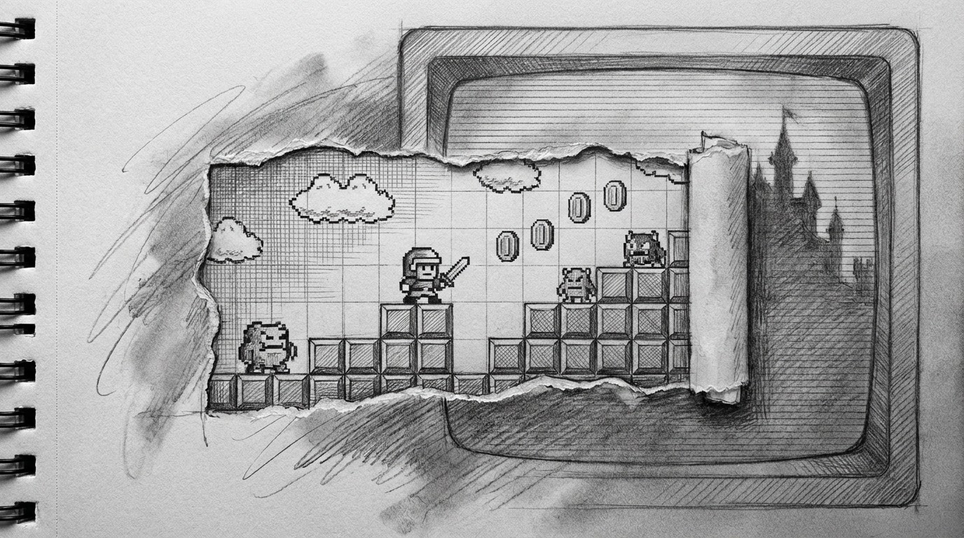 Free Pixel Gaming Sketch Image - Pencil, Sketch, Gaming | Download at ...