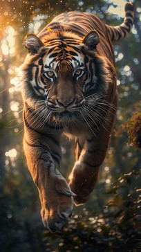 Free Tiger Mid-Jump Image - Tiger, Sunset, Leaping | Download at StockCake