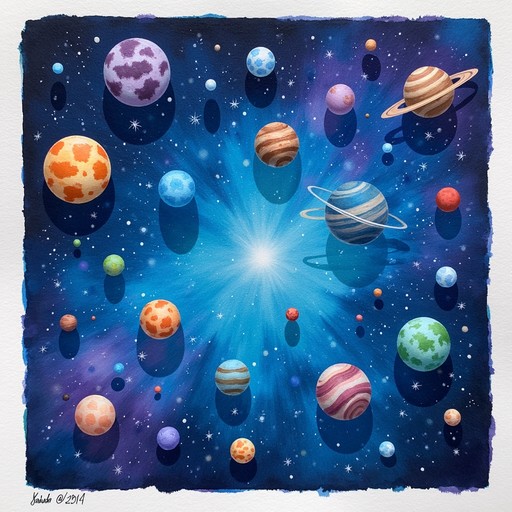 Free Celestial Cosmic Journey Image - Watercolor, Cosmic, Planets ...