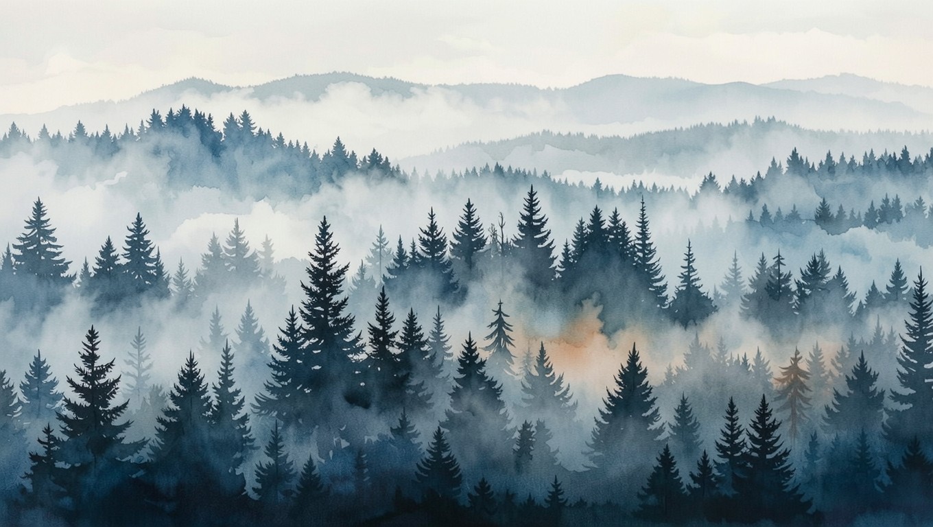 Free Misty Forest Layers Image - Watercolor, Forest, Fog | Download at ...