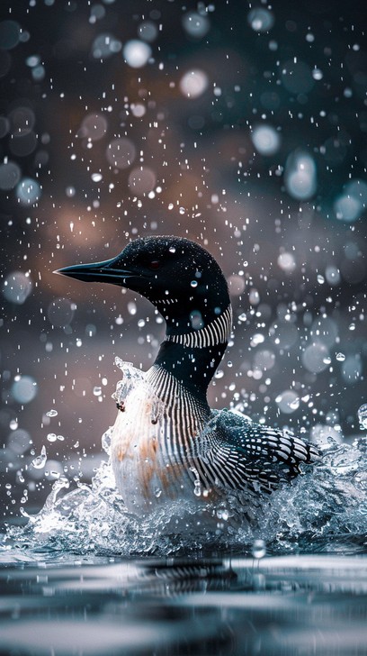 Loon Scene Free Majestic Loon Emergence Image - Loon, Water, Droplets | Download ...