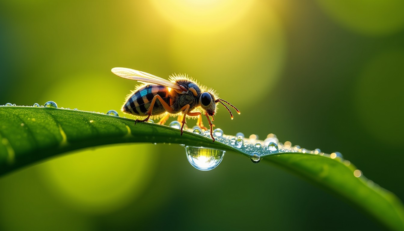 Free Bee meets dewdrop Image - Bee, Honeybee, Dewdrop | Download at ...