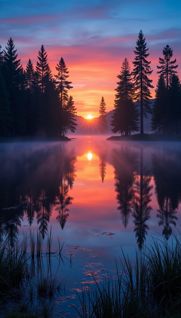 Free Misty Lake Sunrise Image - Sunrise, Reflection, Lake | Download at ...