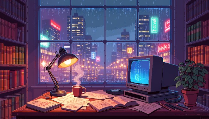 Free Cozy Pixel Desk Image - Pixel, Retro, Desk | Download at StockCake