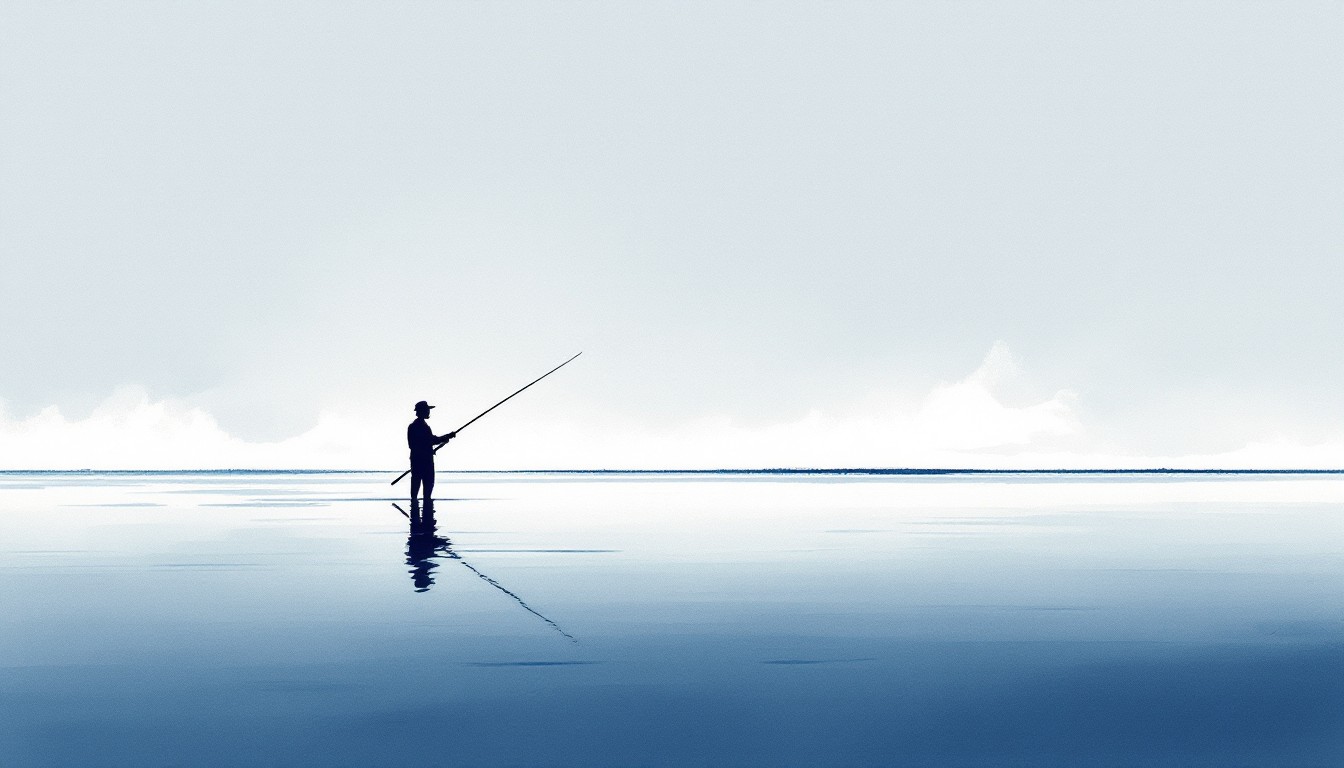 Fishing Visual Free Solitary Fisherman Reflects Image - Fishing, Minimal, Watercolor ...