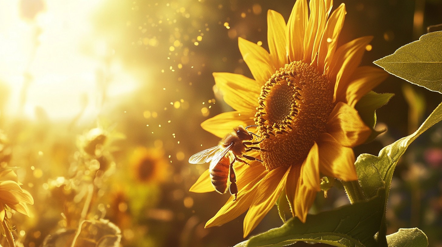 Free Sunflower with Bee Image - Sunflower, Bee, Pollen | Download at ...