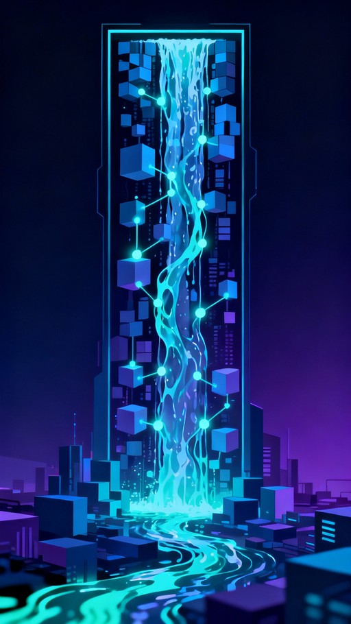 Free Digital Crystal Waterfall Image - Crystalline, Cyan, Digital ...