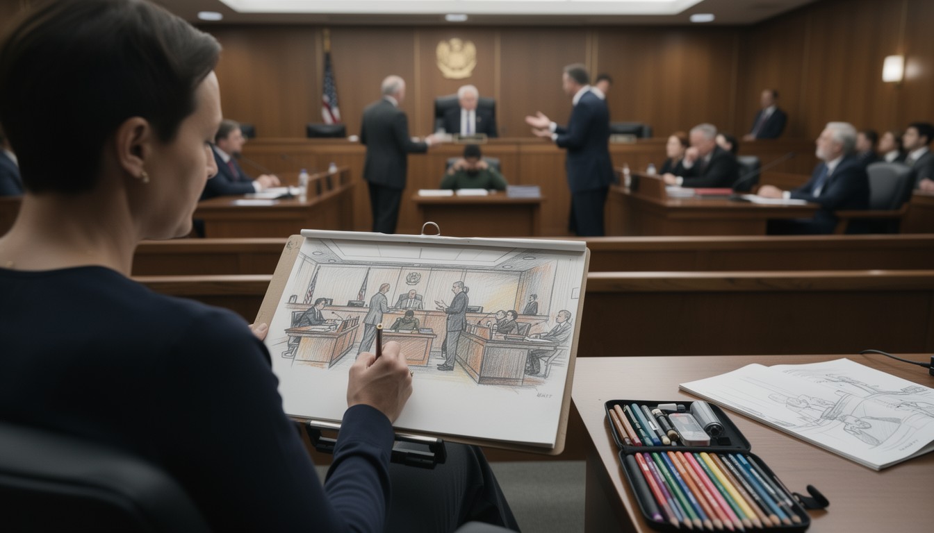 Free Courtroom Artist Sketching Image - Courtroom, Artist, Sketching ...