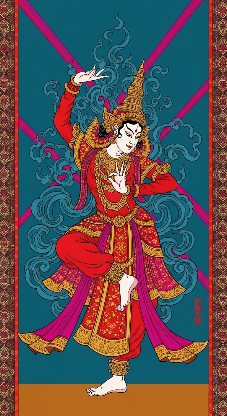 Invocation Dance Vector Free Sacred Dance Performance Image - Dancer, Traditional, Vermilion ...