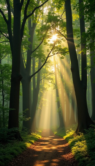 Free Golden Woodland Trail Image - Forest, Path, Sunbeams | Download at ...
