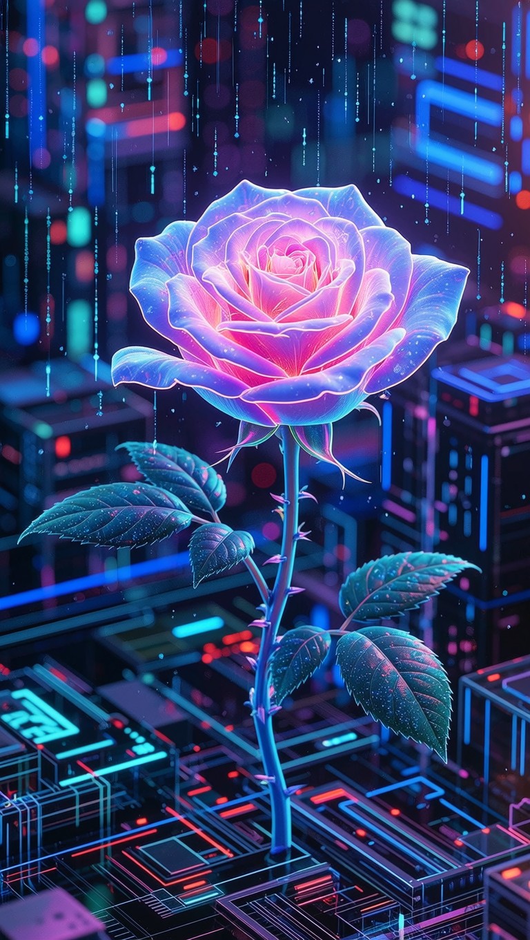 Free Neon Cyberpunk Rose Image - Cyberpunk, Rose, Neon | Download at ...