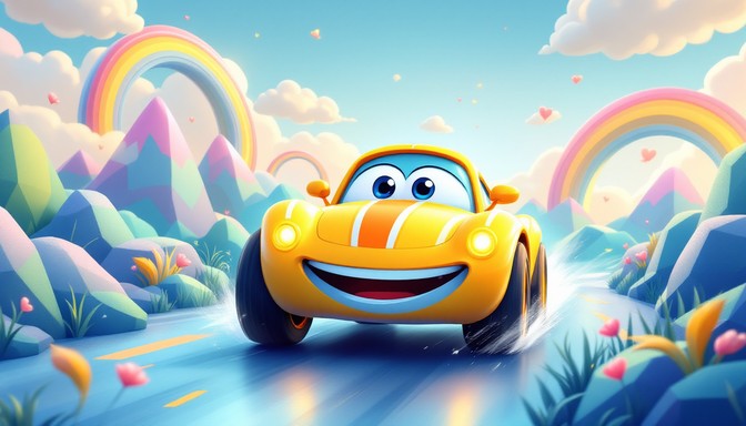 Free Happy Racing Car Photo - Car, Rainbow, Mountains | Download at ...