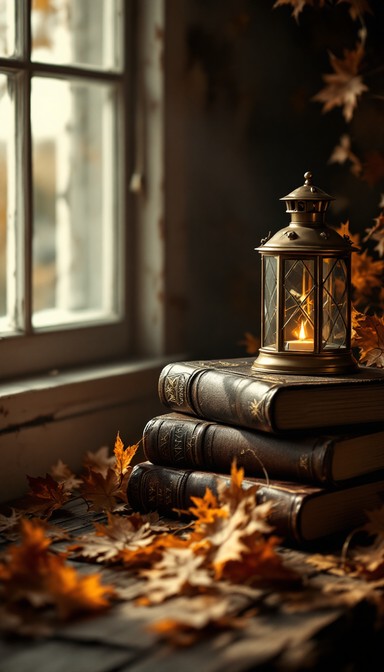 Free Autumn's Literary Glow Image - Lantern, Books, Autumn | Download ...