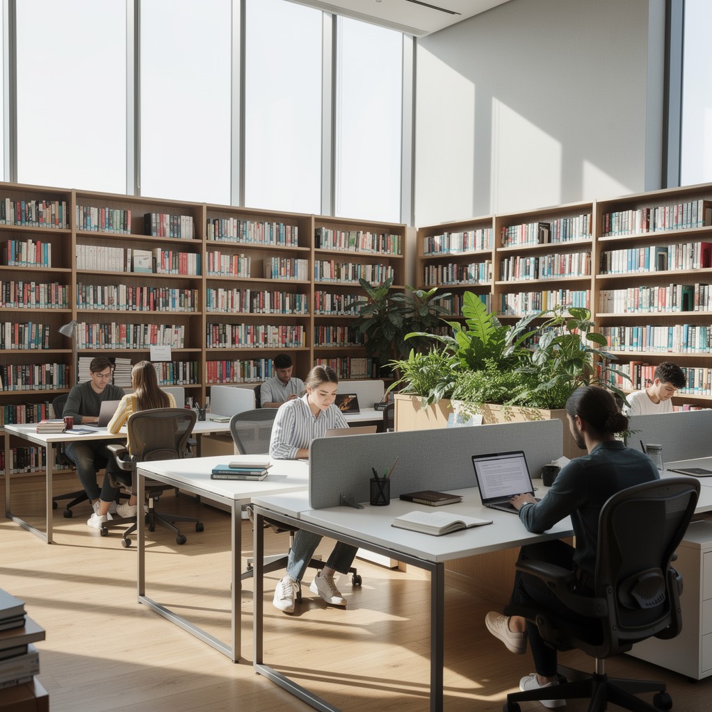 Free Modern Library Workspace Image - Coworking, Library, Workspace ...