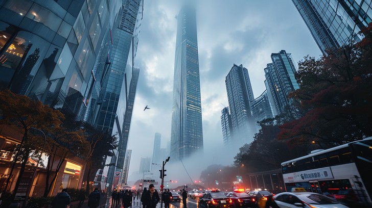 Free Foggy urban skyline Image - City, Fog, Night | Download at StockCake