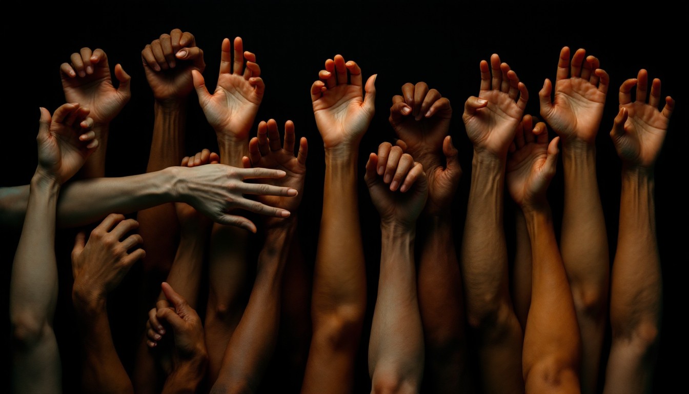 Free Raised diverse arms Image - Arms, Hands, Unity | Download at StockCake