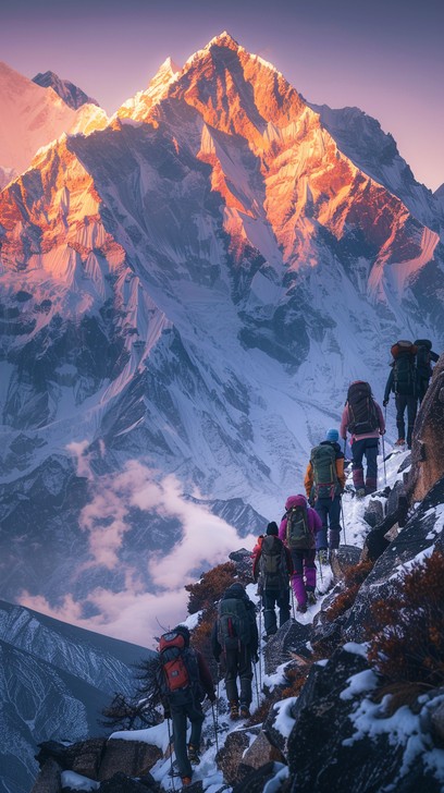 Free Mountain Trekking Adventure Image - Mountain, Hikers, Sunrise ...