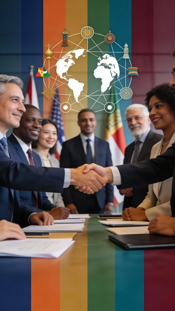 Free Global Handshake Success Image - Diplomacy, Handshake, Flags ...
