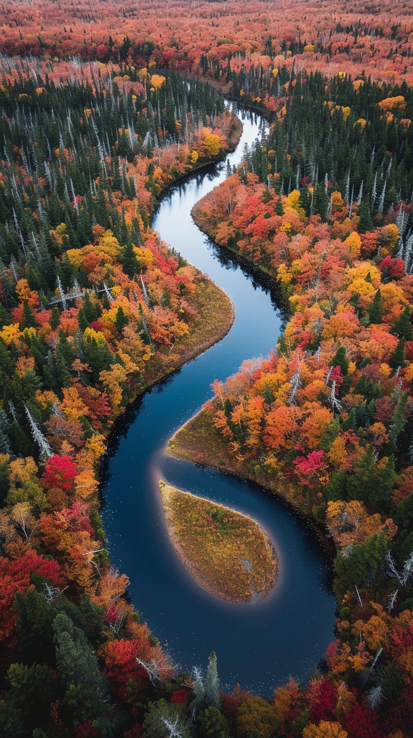 Free Autumn River Serenity Photo - Aerial, River, Autumn | Download at ...