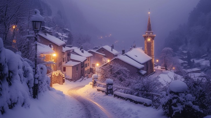 Free Winter Village Lights Image - Winter, Village, Snow | Download at ...