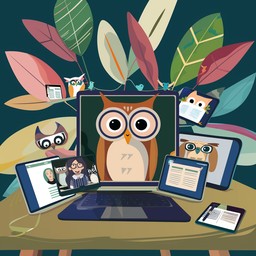 Cartoon Owl Computer Free Owls Using Computer Image - Owls, Computer, Animated | Download at ...