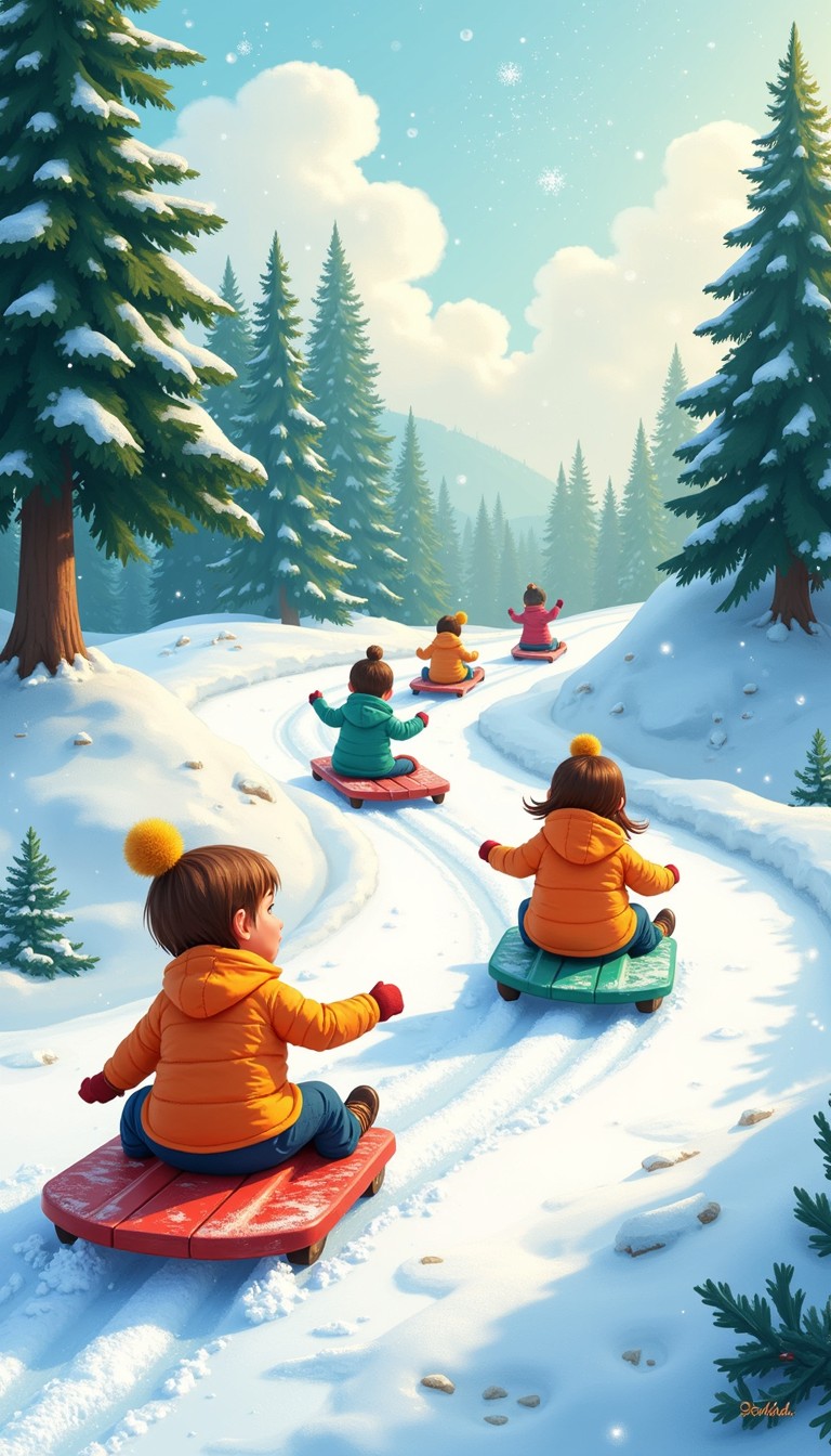 Winter Snow Sled Riding Free Joyful Winter Sledding Image - Sledding, Winter, Snow | Download ...
