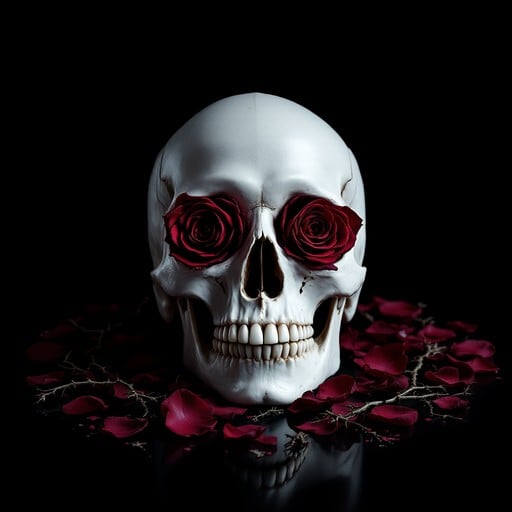 Free Roses Meet Death Image - Skull, Roses, Gothic | Download at StockCake