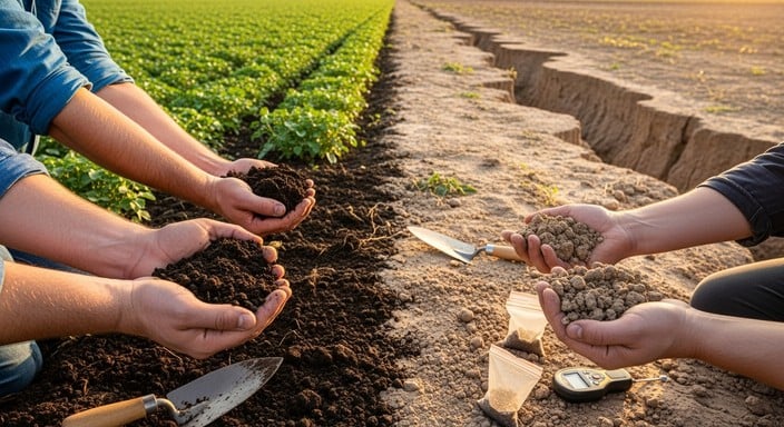 Contrasting soil health — fertile versus depleted